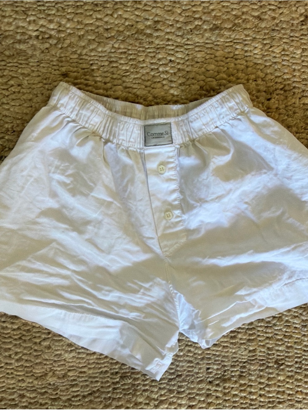Comme Si White High-Waist Cotton Lounge Shorts